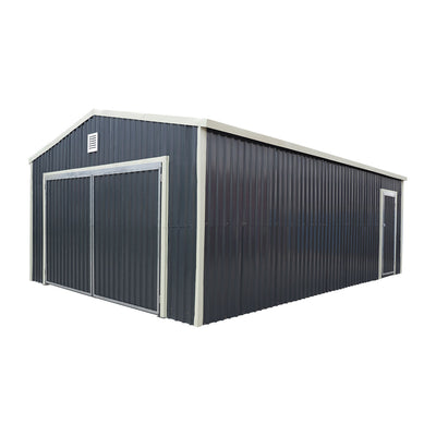 TMG-MS1624A 16' x 24' metal garage shed with swing front and side doors and 10'6" peak height
