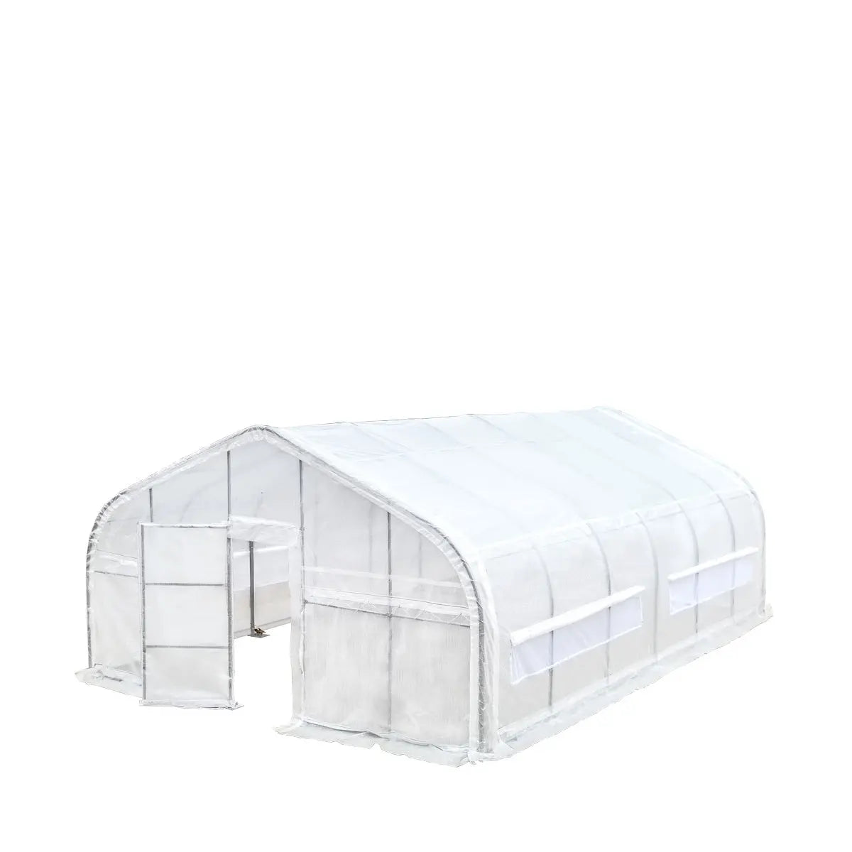 TMG Industrial 20' x 30' Tunnel Greenhouse Grow Tent w/12 Mil Ripstop Leno Mesh Cover, Cold Frame, Roll-up Windows, Peak Ceiling Roof, TMG-GH2030
