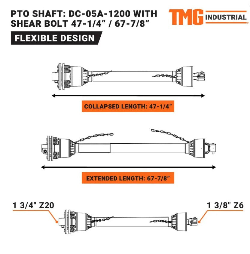 TMG-DC-05A-1200 PTO Shaft for TMG-TRC75