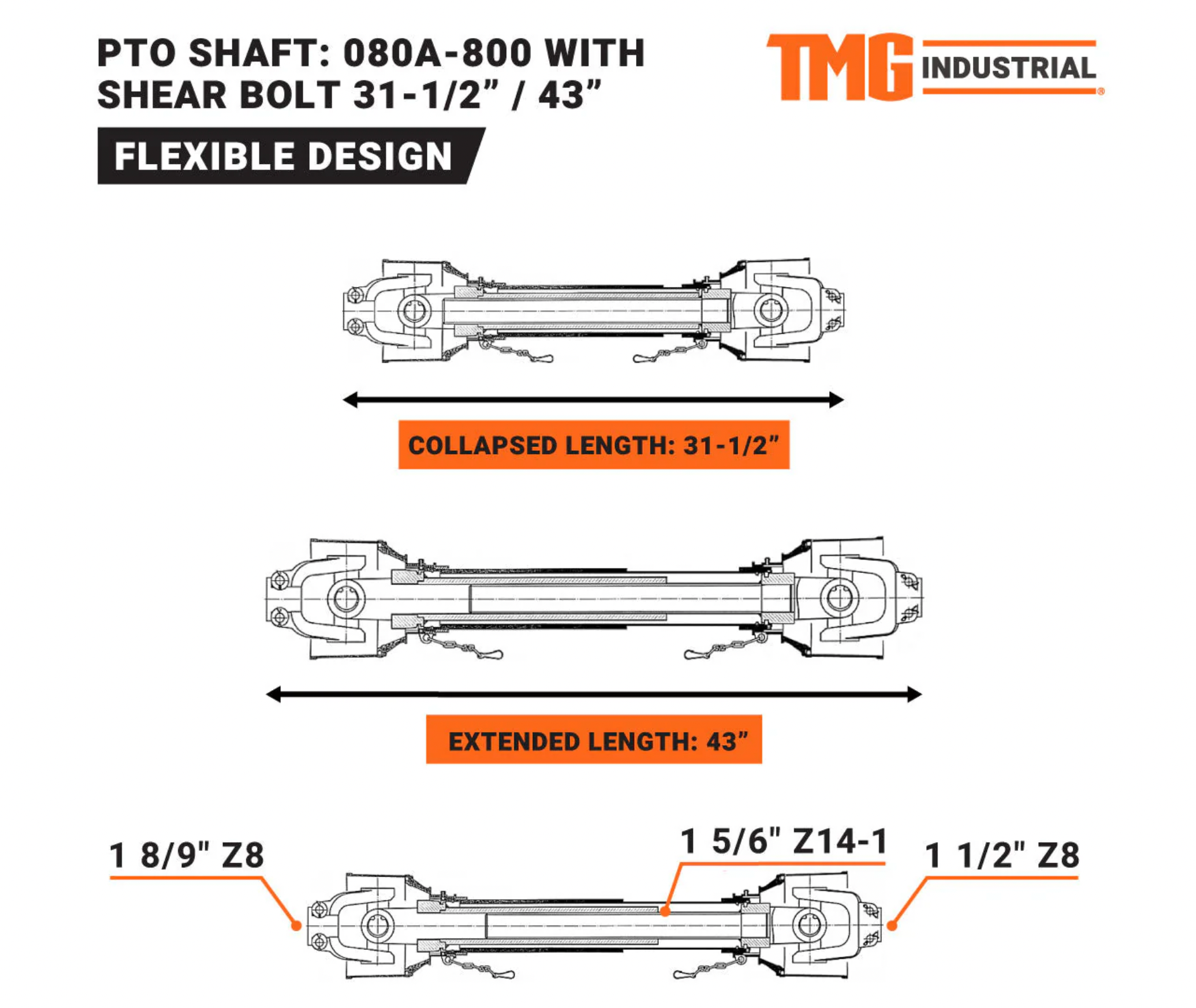 TMG-080A-800 PTO Shaft