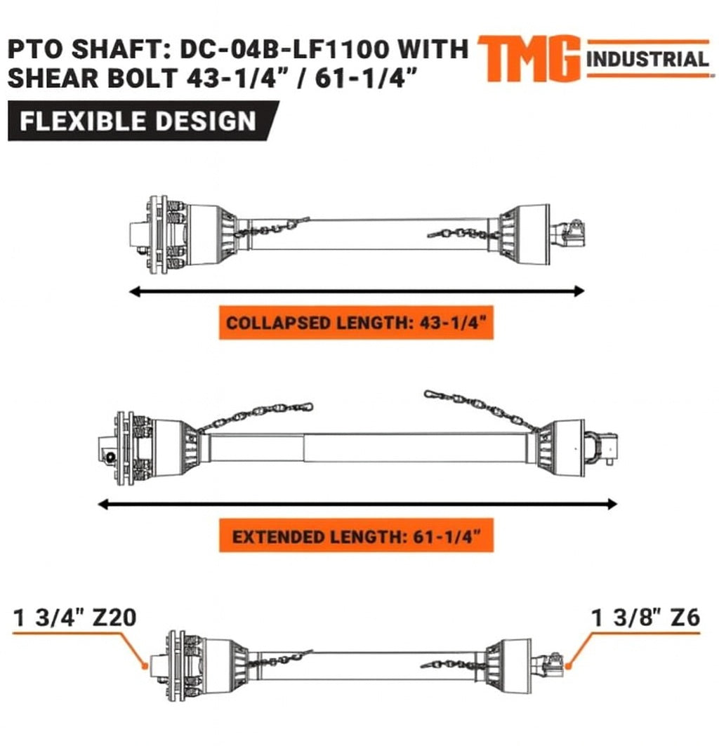 TMG-04B-LF-1100 PTO Shaft for TMG-RTO70