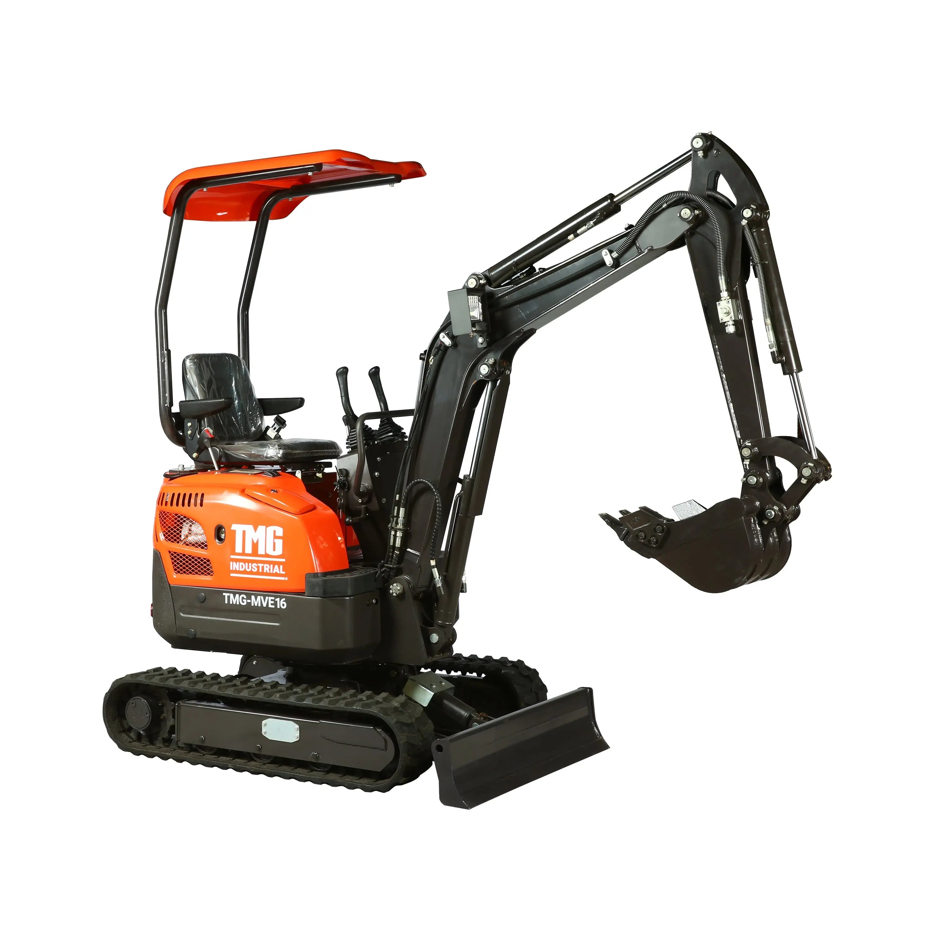 TMG Industrial 1600 KG Mini Compact Excavator, 16 HP Kubota Diesel, KDK Pump, Eaton Motor, 85” Digging Depth, TMG-MVE16