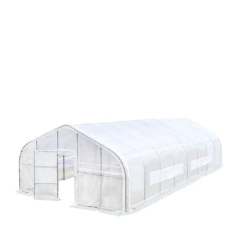 TMG Industrial 20' x 40' Tunnel Greenhouse Grow Tent w/12 Mil Ripstop Leno Mesh Cover, Cold Frame, Roll-up Windows, Peak Ceiling Roof, TMG-GH2040