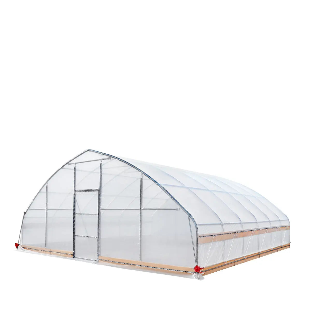 TMG Industrial 25' x 25' Tunnel Greenhouse Grow Tent w/6 Mil Clear EVA Plastic Film, Cold Frame, Hand Crank Roll-Up Sides, Peak Ceiling Roof, TMG-GH2525