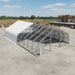 Snow Series™ 40' x 60' Dual Truss Storage Shelter showing half-covered steel truss frame