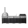 11’ 4-Burner Outdoor Kitchen Island (Black), 48000 BTUs, Built-In Pizza Oven, ¾" Cordierite Pizza Stone, CSA Certified, TMG-LKS11B
