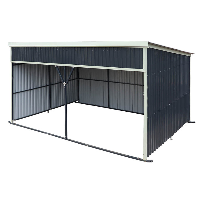 12' x 20' horse run-in shed with portable skid mount and wide front opening for livestock shelter TMG-MSK1220