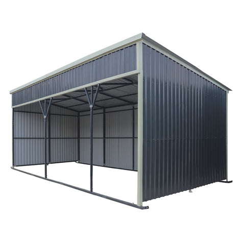 12' x 27' horse run-in shed with portable skid mount and open front livestock shelter TMG-MSK1227