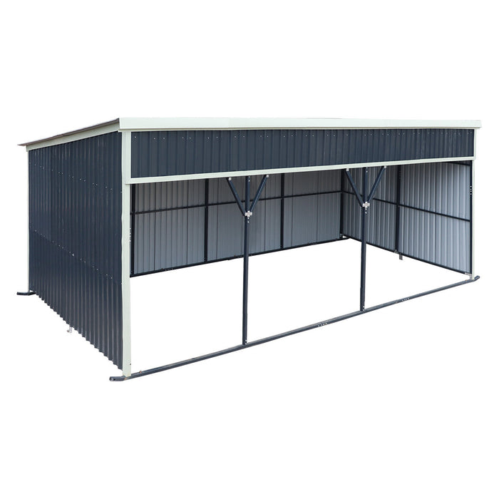 12' x 27' horse run-in shed with portable skid mount and open front livestock shelter TMG-MSK1227