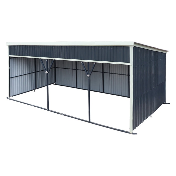 12' x 27' horse run-in shed with portable skid mount and open front livestock shelter TMG-MSK1227