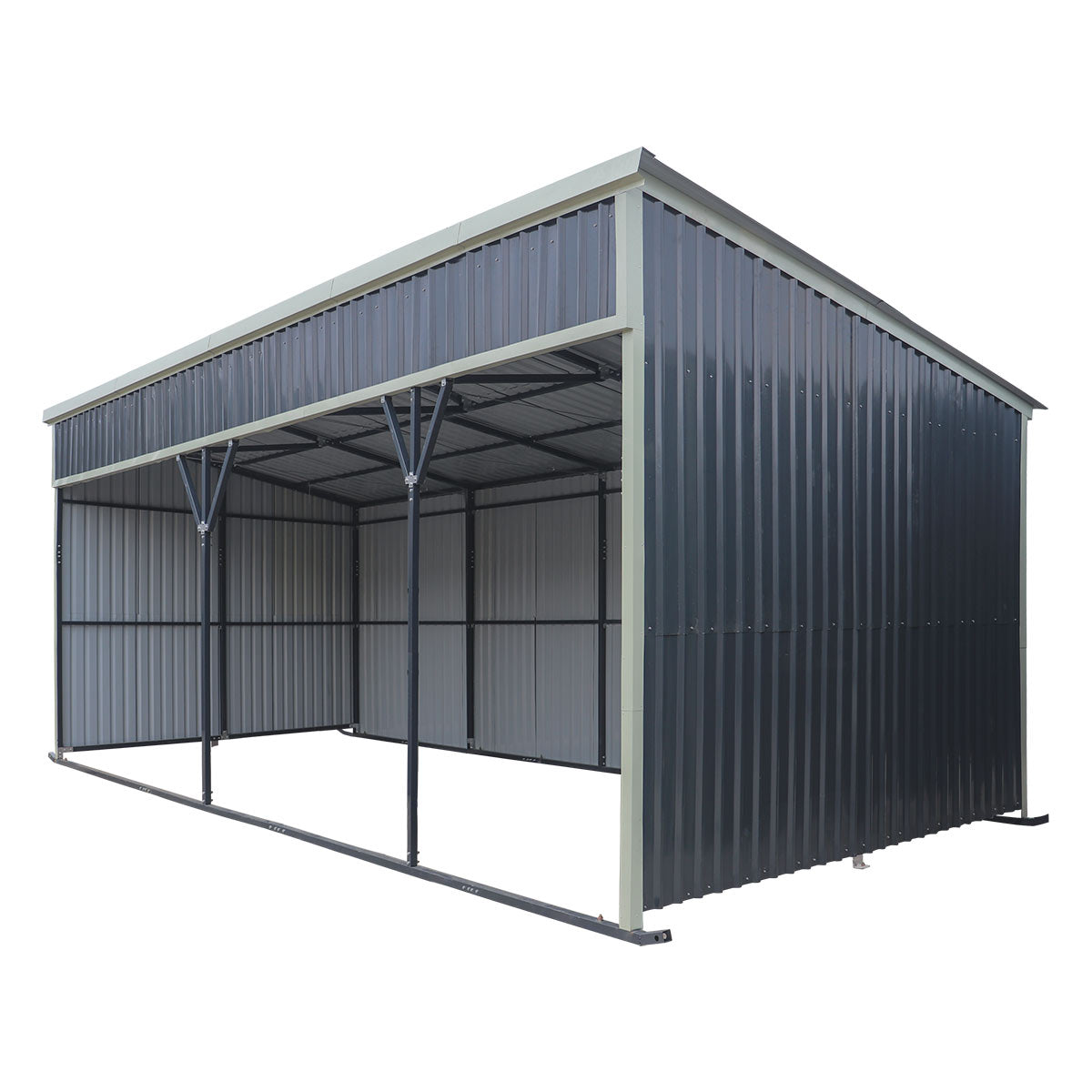 12’ x 27’ Horse Run-In Shed with Portable Skid Mount and Wide Front Op