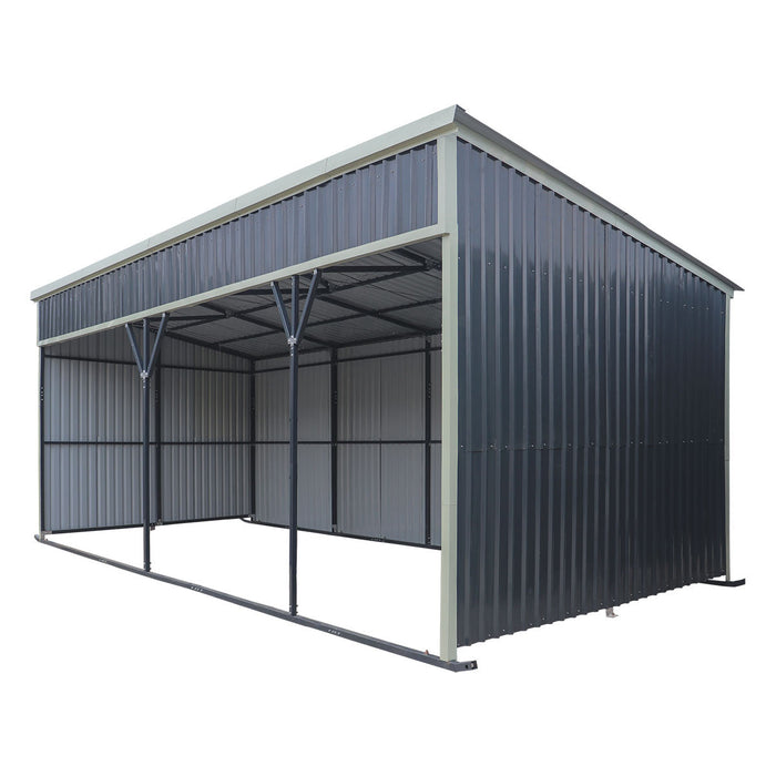 12' x 27' horse run-in shed with portable skid mount and open front livestock shelter TMG-MSK1227