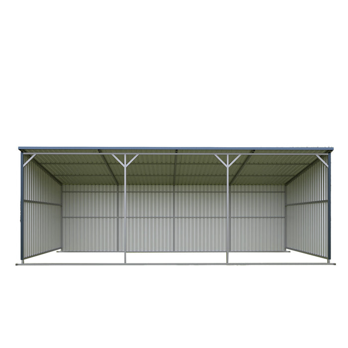 12' x 27' Horse Run-In Shed with Portable Skid Mount and Wide Front Opening for Livestock Shelter
