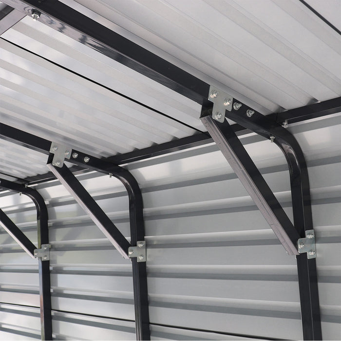 TMG-MSB1230 12' x 30' Metal Shed Boat Shelter with 12.5' peak height and 10.5' sidewall height, galvanized steel frame and metal roof panels