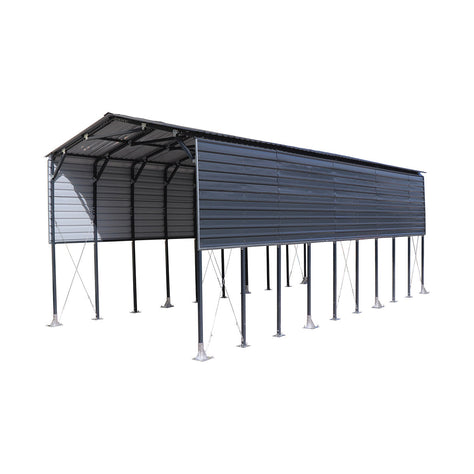 TMG-MSB1230 12' x 30' Metal Shed Boat Shelter with 12.5' peak height and 10.5' sidewall height, galvanized steel frame and metal roof panels