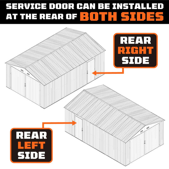 TMG Industrial 13’ x 20’ Metal Garage Shed with Double Front Doors, 7’9” Peak Height, Side Entry Door, 240 Sq-Ft Floor Space, TMG-MS1320A