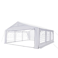 20' x 20' Heavy Duty Outdoor Party Tent with Removable Sidewalls and Roll-Up Doors, PE tarpaulin fabric, 6’6