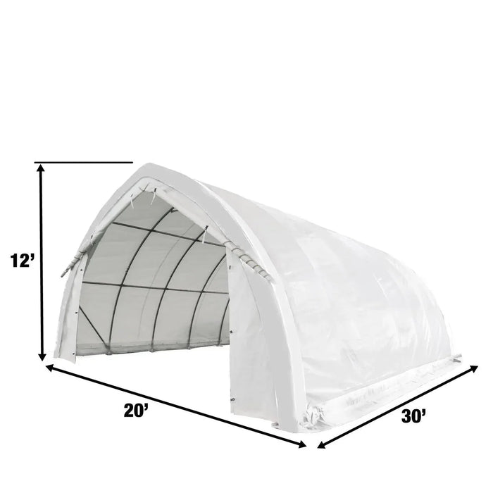 20' x 30' arch wall peak ceiling storage shelter with 11 oz PE cover and drive through doors, TMG-ST2032P