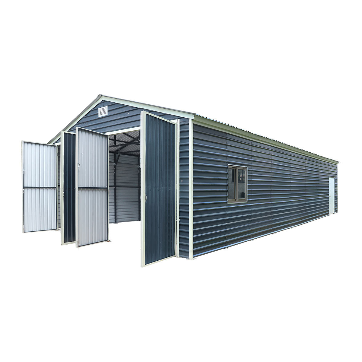 20' x 40' Metal Garage Shed, 9' High Double Front Doors, 13’ Peak, 800 Sq-Ft TMG-MS2040
