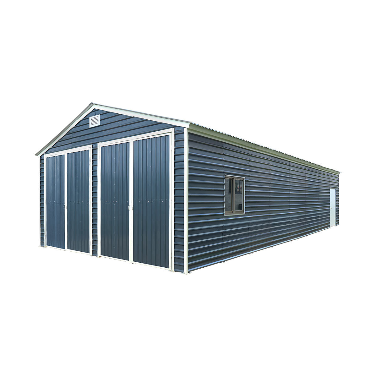 20' x 40' Metal Garage Shed, 9' High Double Front Doors, 13' Peak, 800