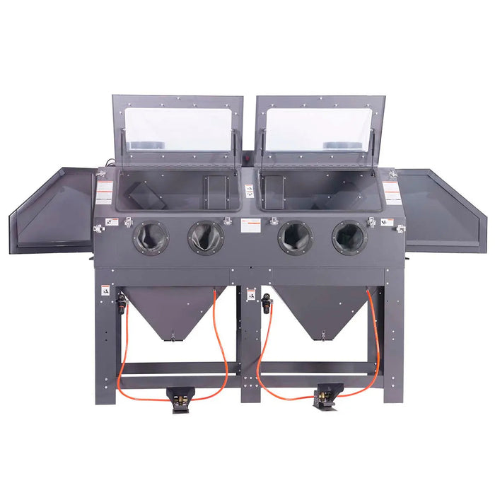 235-gallon dual station cabinet sandblaster with ETL certified vacuum system, side-by-side dual operator design, foot pedal control, and large viewing windows – TMG-ABC88.