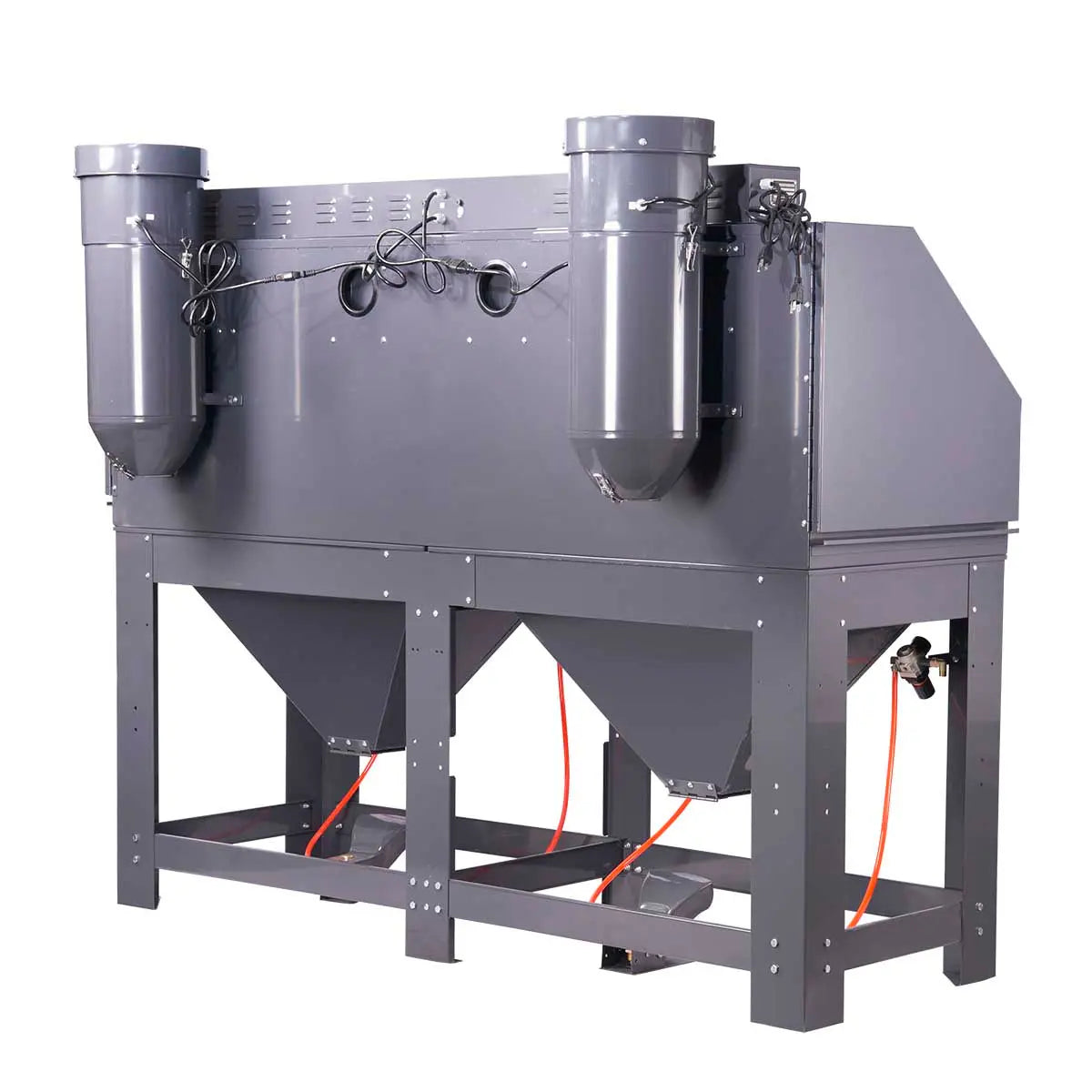 235-gallon dual station cabinet sandblaster with ETL certified vacuum system, side-by-side dual operator design, foot pedal control, and large viewing windows – TMG-ABC88.