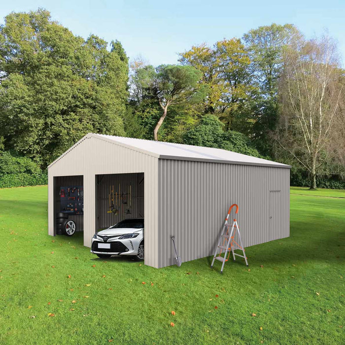 25' x 25' Double Garage Metal Barn Shed with Side Entry Door