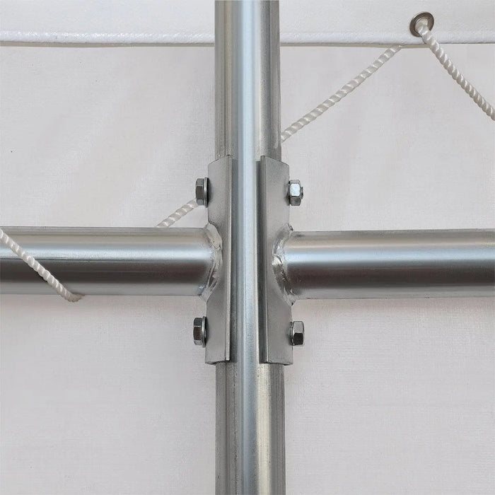 TMG Industrial 30' x 40' Dual Truss Container Shelter with Heavy Duty 17 oz PVC Cover, Enclosed End Wall & Front Drop, TMG-DT3040CF