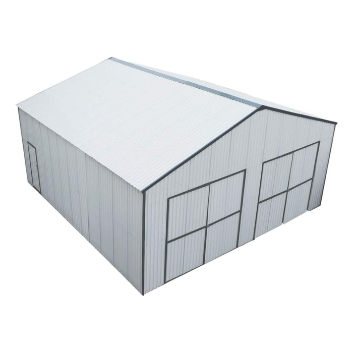 30'x30' Metal Garage Shed – Steel Building with 11’ Clearance High Front Doors, Side Entry Door, 16 GA Steel Structure