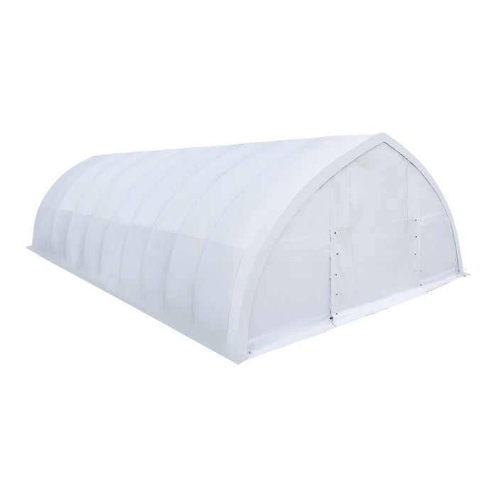TMG-ST3042V 30' x 40' Peak Ceiling Storage Shelter with heavy-duty 17 oz PVC cover and drive-through roll-up doors
