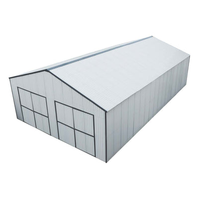 30' x 50' Metal Garage Shed – Steel Building with 11’ Clearance High Front Doors, Side Entry Door, 16 GA Steel Structure
