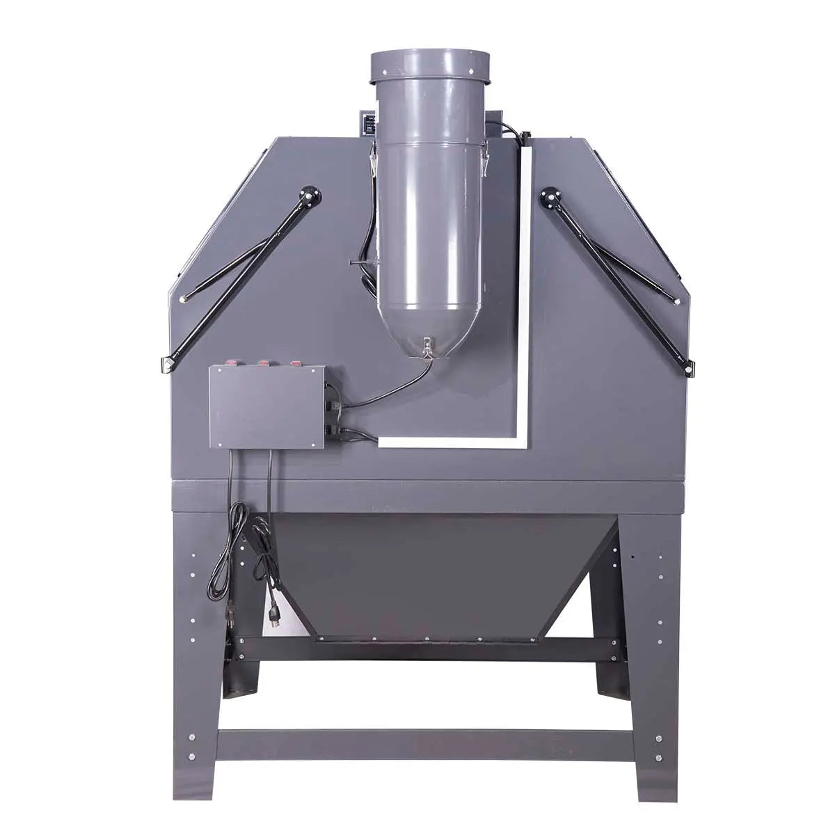 320-gallon dual station cabinet sandblaster with ETL certified vacuum system, foot pedal control, large viewing windows, and heavy-duty blasting capacity – TMG-ABC120