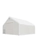 Snow Series 40' x 40' Dual Truss Storage Shelter exterior front with closed roll-up door visible