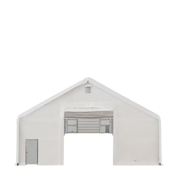 Snow Series™ 40' x 40' Dual Truss Storage Shelter, 25 PSF Snow Load Rated, Engineering Drawing, Heavy Duty 21 oz PVC Cover & Drive Through Doors, TMG-DTE4040-SR25