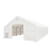 White Snow Series™ 40' x 60' Dual Truss Storage Shelter with open front showing interior trusses