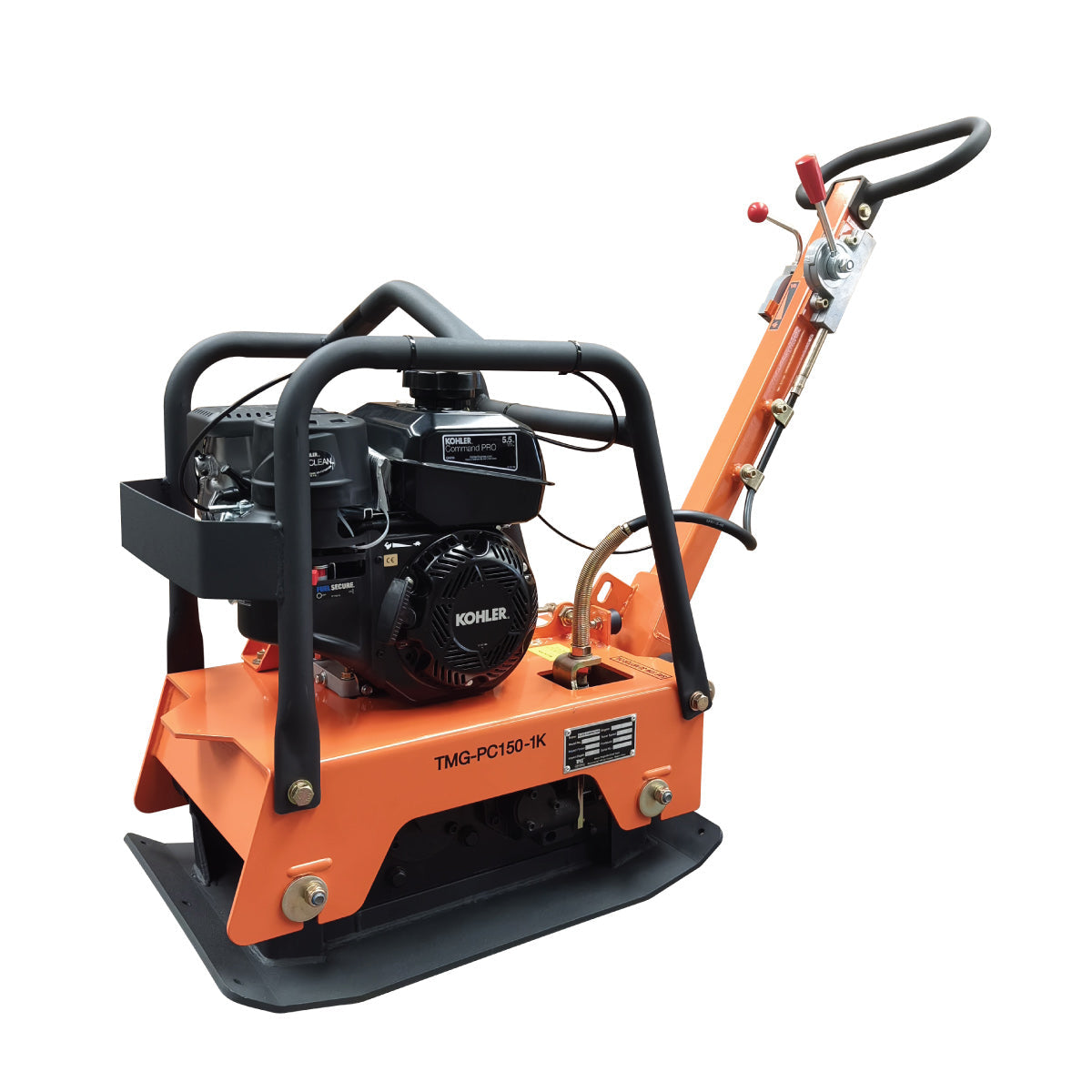 TMG-PC150-1K vibratory plate compactor with 5.5 HP Kohler engine and 5600 lb compaction force

