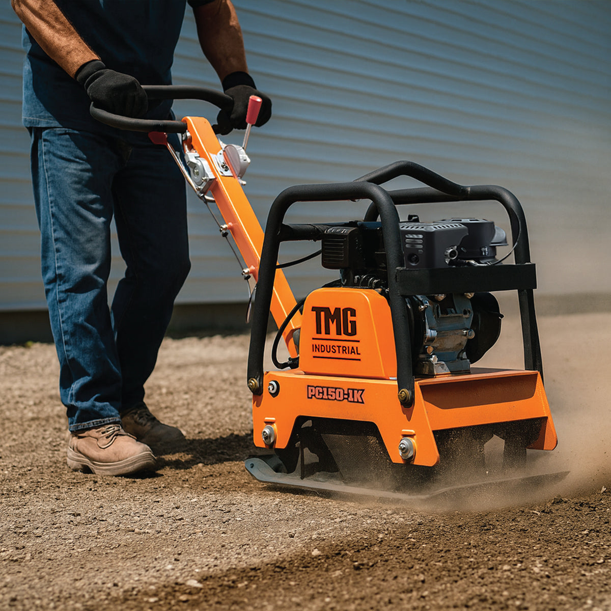 TMG-PC150-1K reversible vibratory plate compactor, 5600 lb force, 5.5 HP Kohler Command Pro engine
