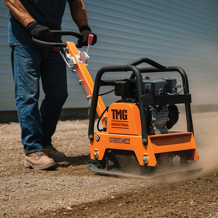 TMG-PC150-1K reversible vibratory plate compactor, 5600 lb force, 5.5 HP Kohler Command Pro engine
