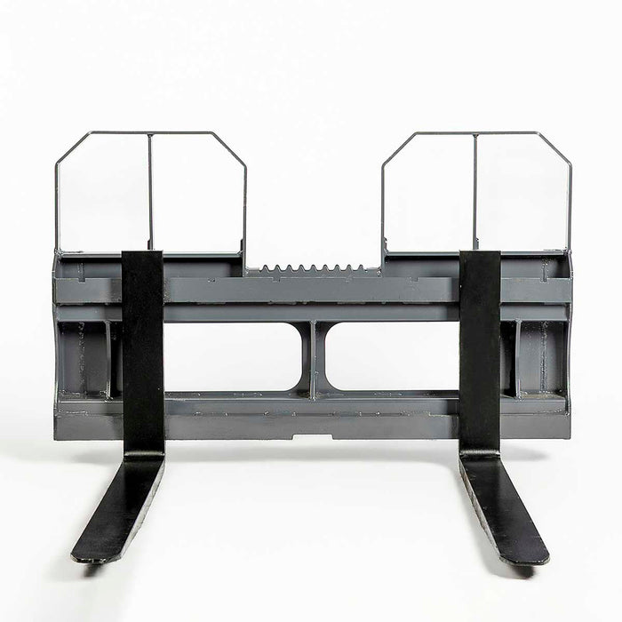 60" pallet fork for skid steer with heavy-duty Class II forks, 4,200 lbs capacity, and wide guard, TMG-SPF60