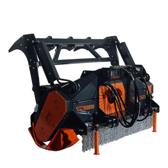 TMG Industrial 70” Forestry Brush Mulcher, Category 2 Hookup, Widia Cutting Teeth, 70-110 HP Tractors, 3-PTO Shaft Included, TMG-TMB72