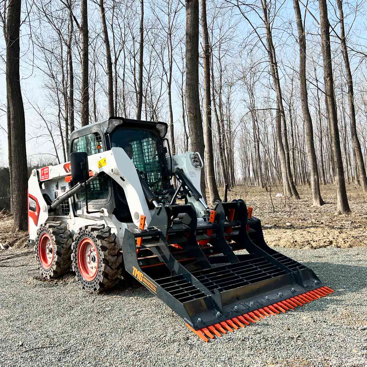 TMG Industrial 72” Skid Steer Land Plane, 6 Adjustable Ripper Teeth, Reversible Planer Comb, Grading, Spreading & Leveling, TMG-SLP72