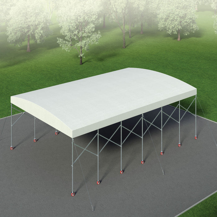 20' x 30' Retractable Mobile Shelter, 9'10" Clearance, 6" Nylon Caster, 17 oz PVC Cover, TMG-STM2030
