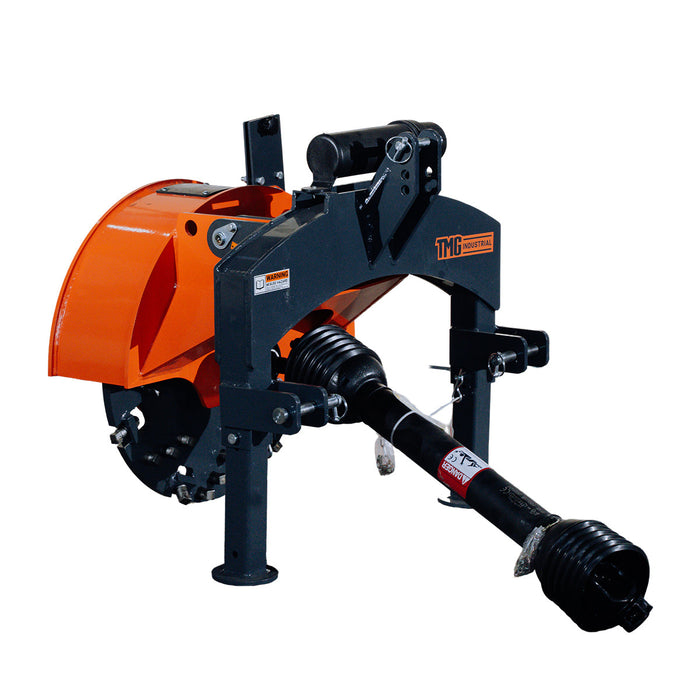 24" Stump Grinder, 3-Point Hitch Category 1, 34 Tungsten Carbide Teeth, for 20-50 HP Tractors, PTO Shaft Included, TMG-TSGB24