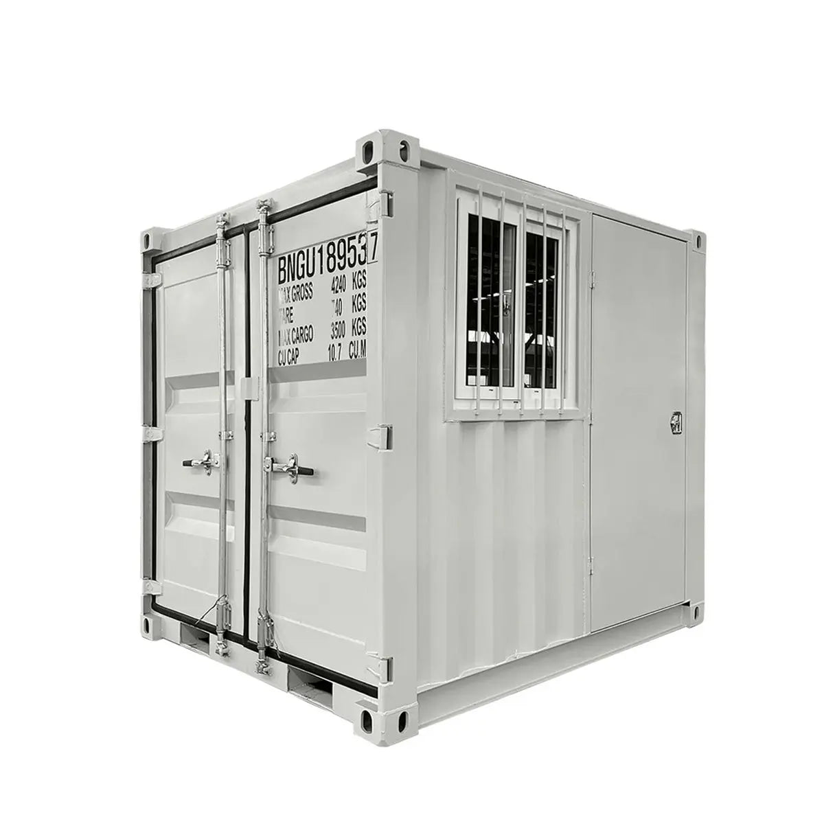 TMG Industrial 8' Site Storage Steel Container, Bi-parting Front Door, Side Entry Man Door, Security Bar Window, TMG-SC08