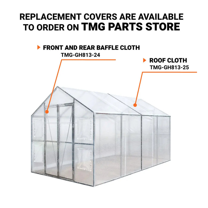 grow tent parts TMG 8'x13' Greenhouse Grow Tent, 20 Mil PVC Cover, Steel Frame GH813