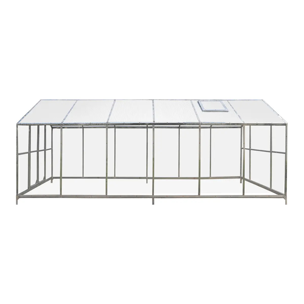 8' x 20' Greenhouse with Galvanized Steel Frame, Polycarbonate Twin-Wall Roof and Crystal-Clear Solid Walls