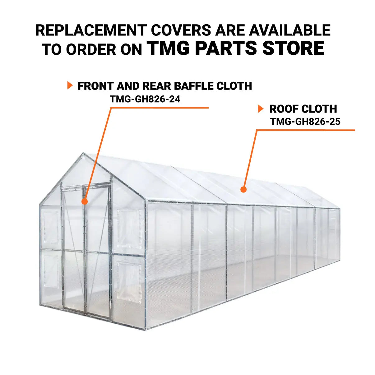 TMG Industrial 8’ x 26’ Greenhouse Grow Tent w/20 Mil Ripstop Leno Mesh PVC Cover, Galvanized Steel Frame, Roll-up Windows, TMG-GH826
