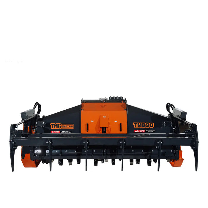 TMG Industrial 90” Forestry Brush Mulcher, Category 2 Hookup, Widia Cutting Teeth, 70-130 HP Tractors, 3-PTO Shaft Included, TMG-TMB90