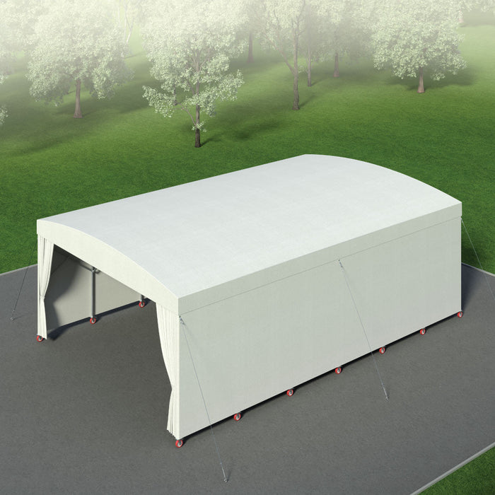20' x 30' Retractable Mobile Shelter, 9'10" Clearance, 6" Nylon Caster, 17 oz PVC Cover, TMG-STM2030