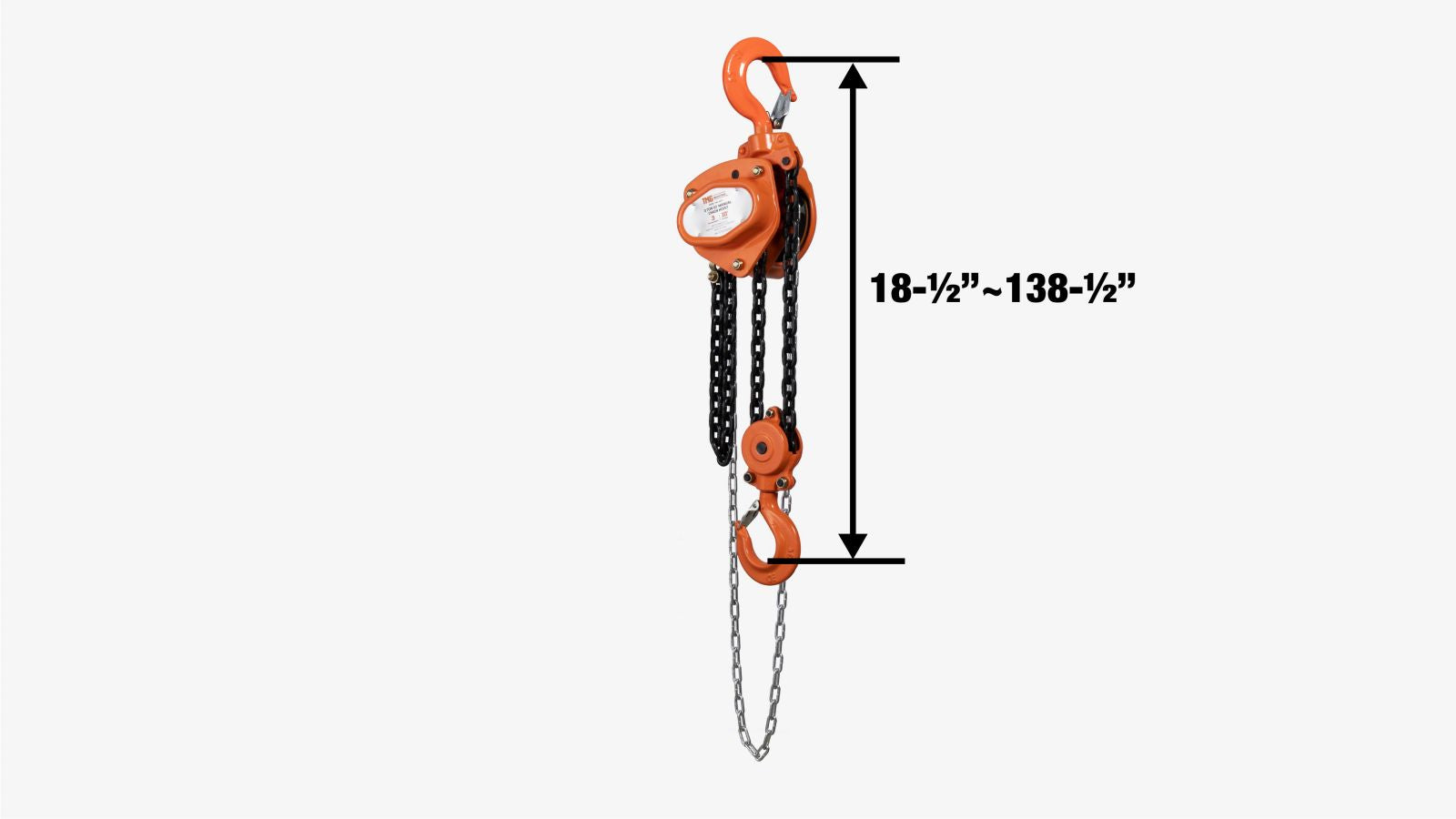 TMG Industrial 3 Ton 10' Lift Chain Hoist, 360° Swivel Hook, ASME B30.16, TMG-AHC3-specifications-image